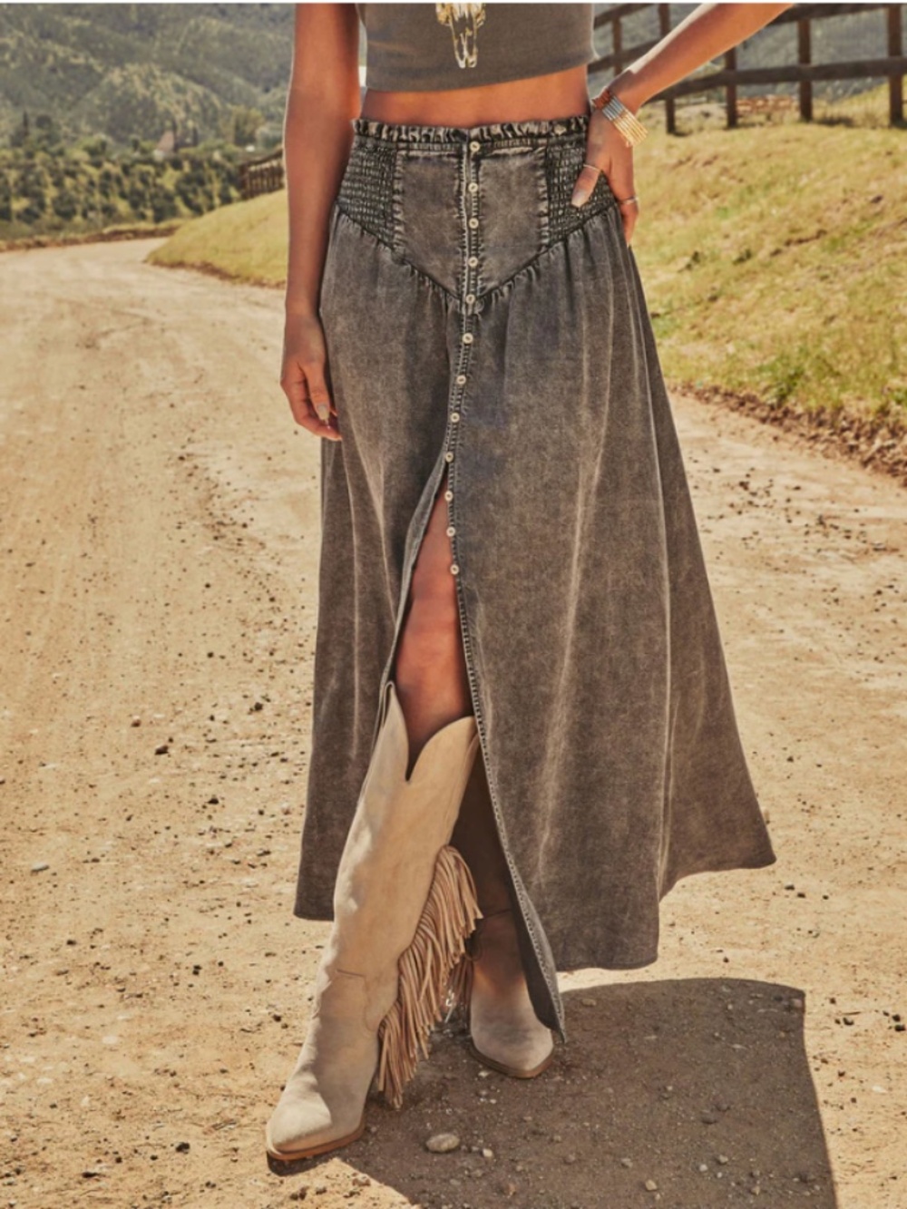 VICI Chambray Maxi Skirt NWT
